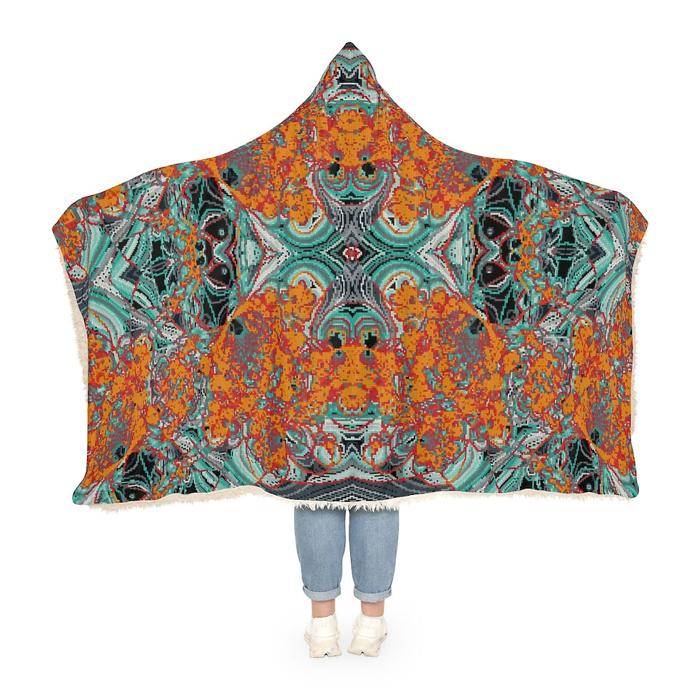 Thumbnail: Beadwork-style Pixelated Trace Fractal Mandala Snuggle Blanket