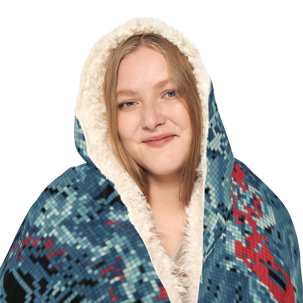 Thumbnail: Beadwork-style Pixelated Trace Fractal Mandala Snuggle Blanket