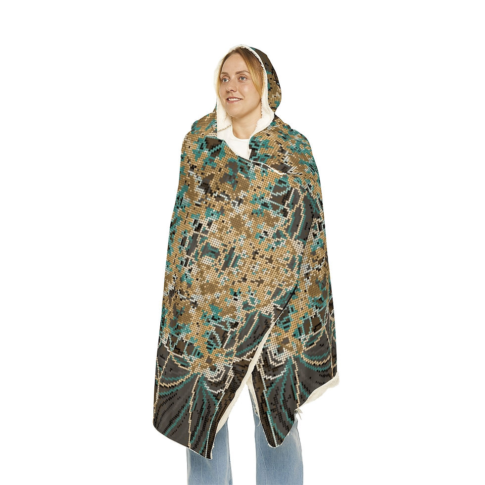 Thumbnail: Beadwork-style Pixelated Trace Fractal Mandala Snuggle Blanket