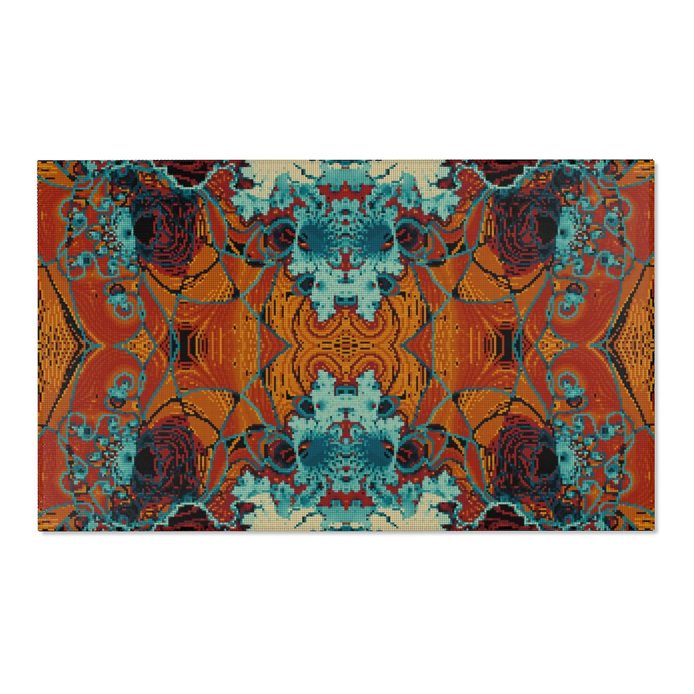 Thumbnail: Pixelated Line Traced Fractal Mandala Area Rugs 