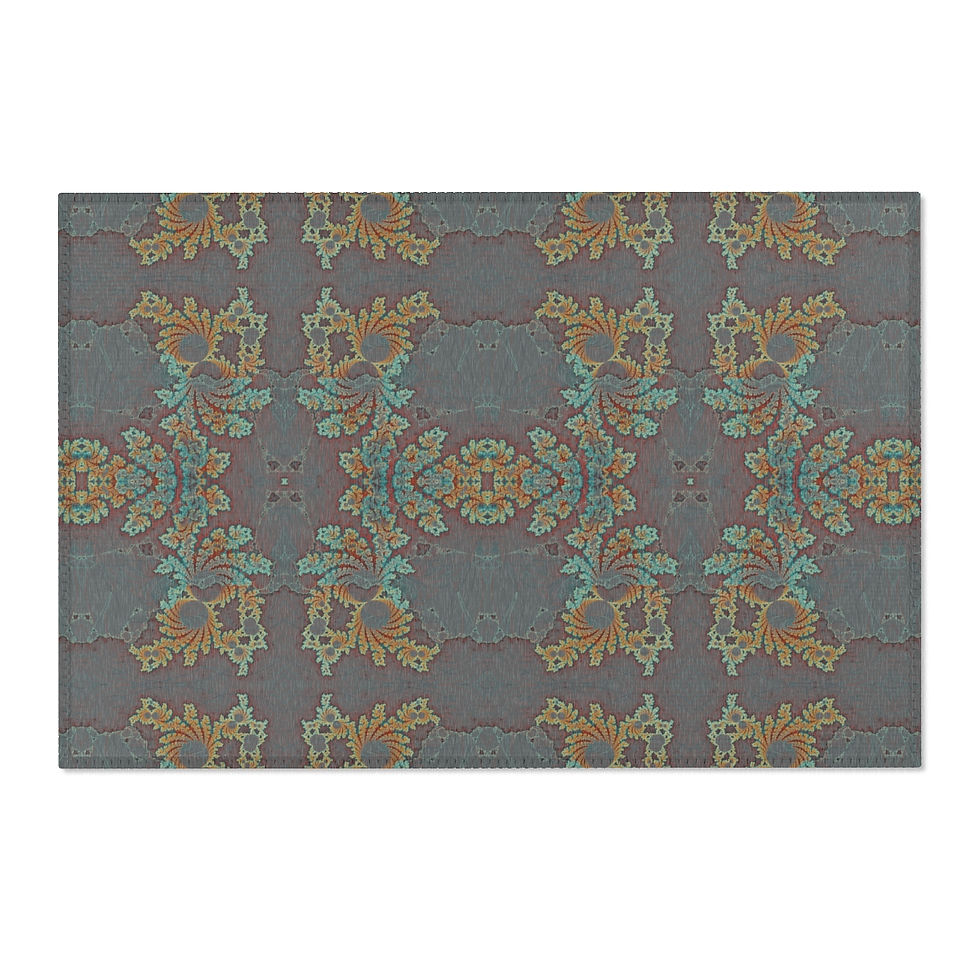Thumbnail: Cool area rug with intricate spiral fractal mandala pattern in blue, red, grey, and orange
