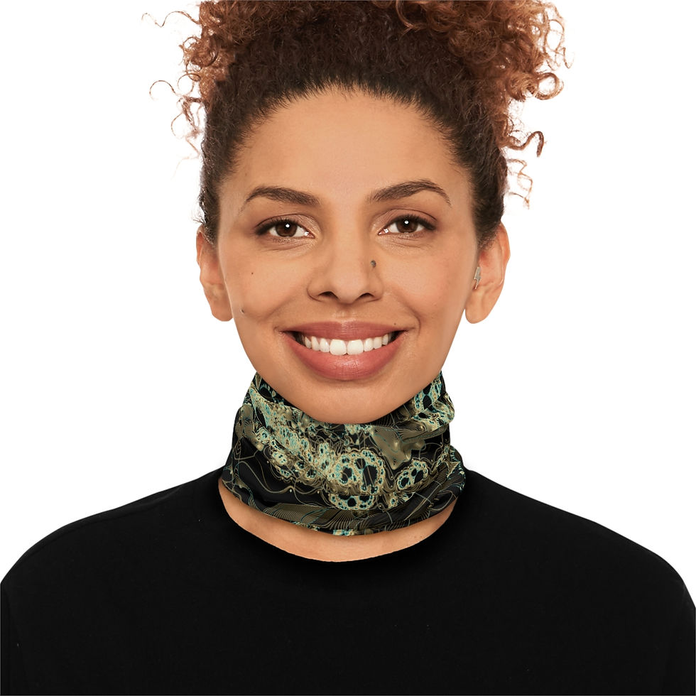 Thumbnail: Fine Line Traced Fractal Winter Neck Gaiter With Drawstring