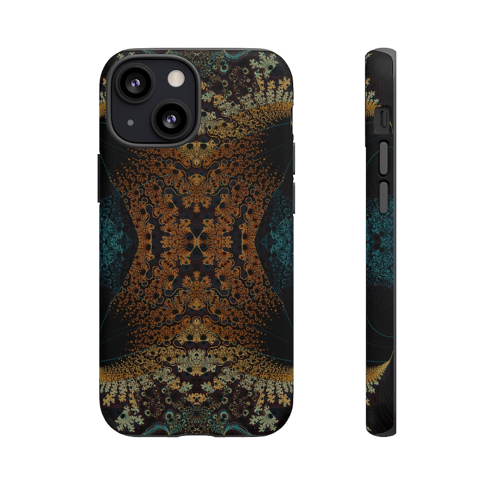 Thumbnail: Dark Fine Line Traced Vintage Mandala Fractal Tough Phone Case
