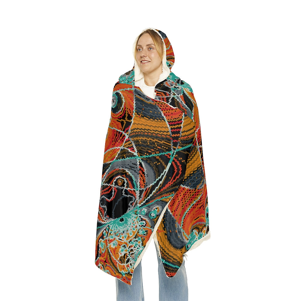 Thumbnail: Beadwork-style Pixelated Trace Fractal Mandala Snuggle Blanket