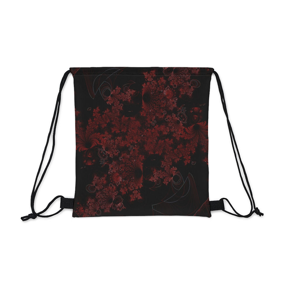 Thumbnail: Gothic Red Fine Line Traced Fractal Drawstring Bag