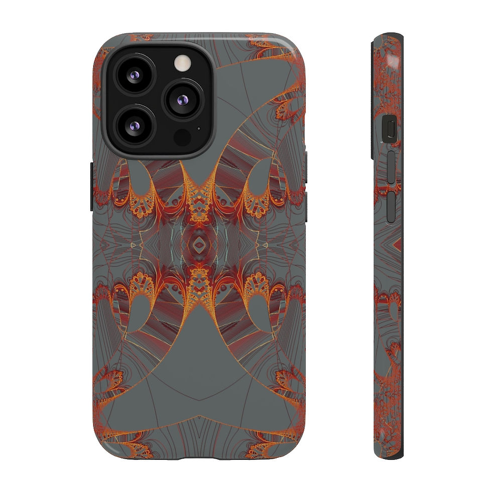 Thumbnail: Dark Grey Fine Line Traced Mandala Fractal Tough Phone Case
