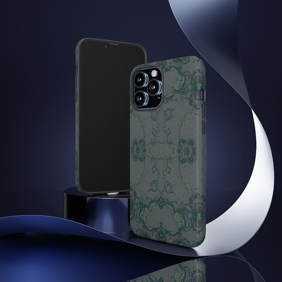 Thumbnail: Dark Grey Fine Line Traced Vintage Mandala Fractal Tough Phone Case