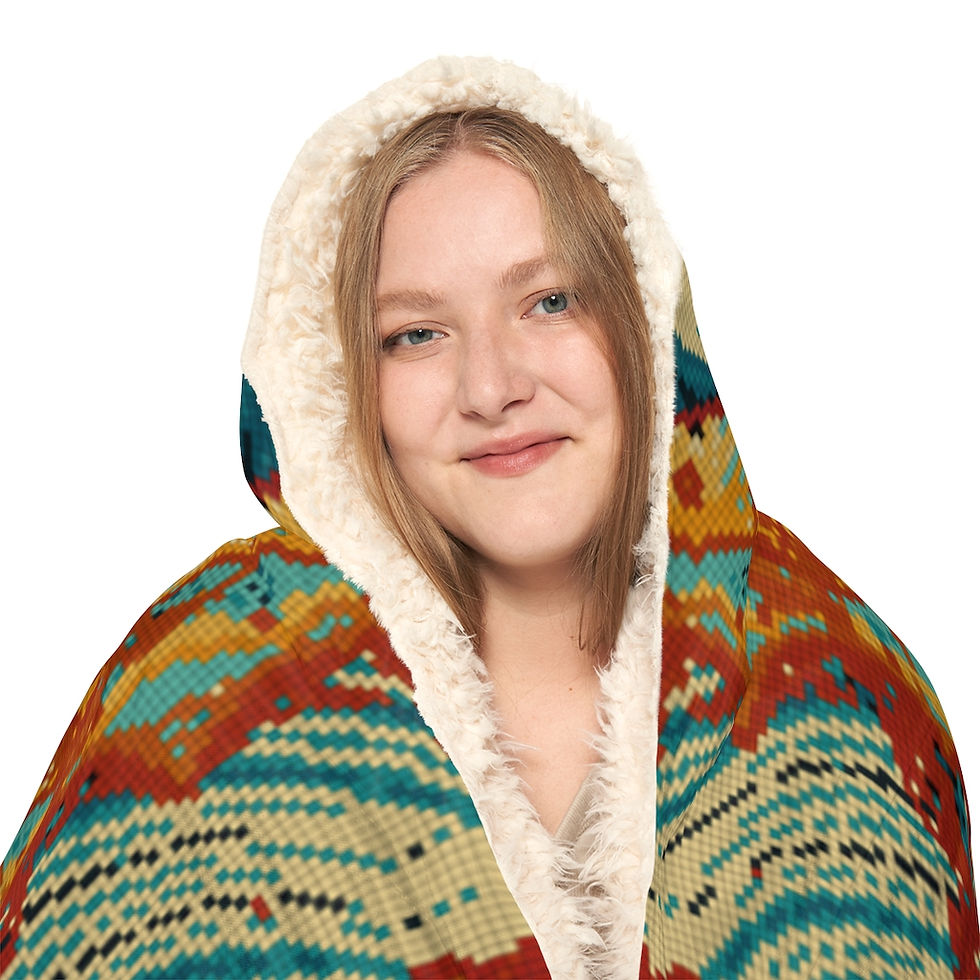 Thumbnail: Beadwork-style Pixelated Trace Fractal Mandala Snuggle Blanket