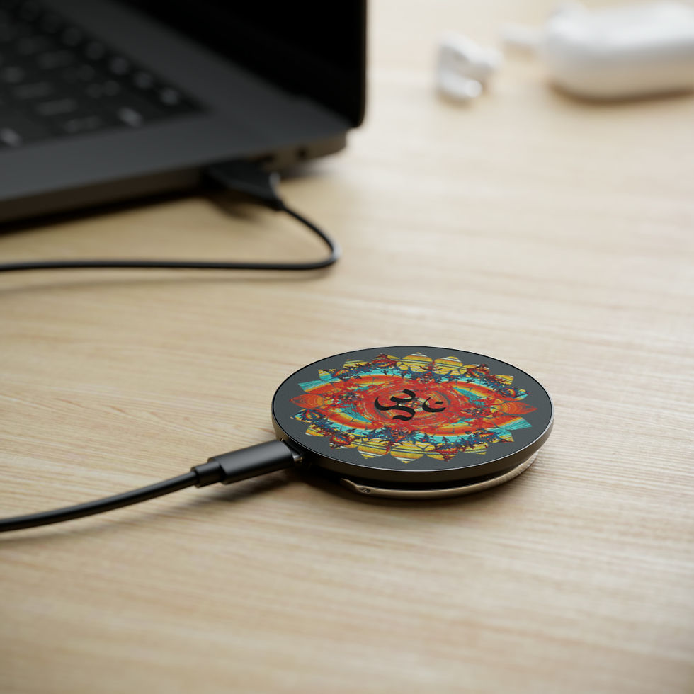 Thumbnail: iPhone Wireless Charger | Pixelated Om Fractal Mandala Charger