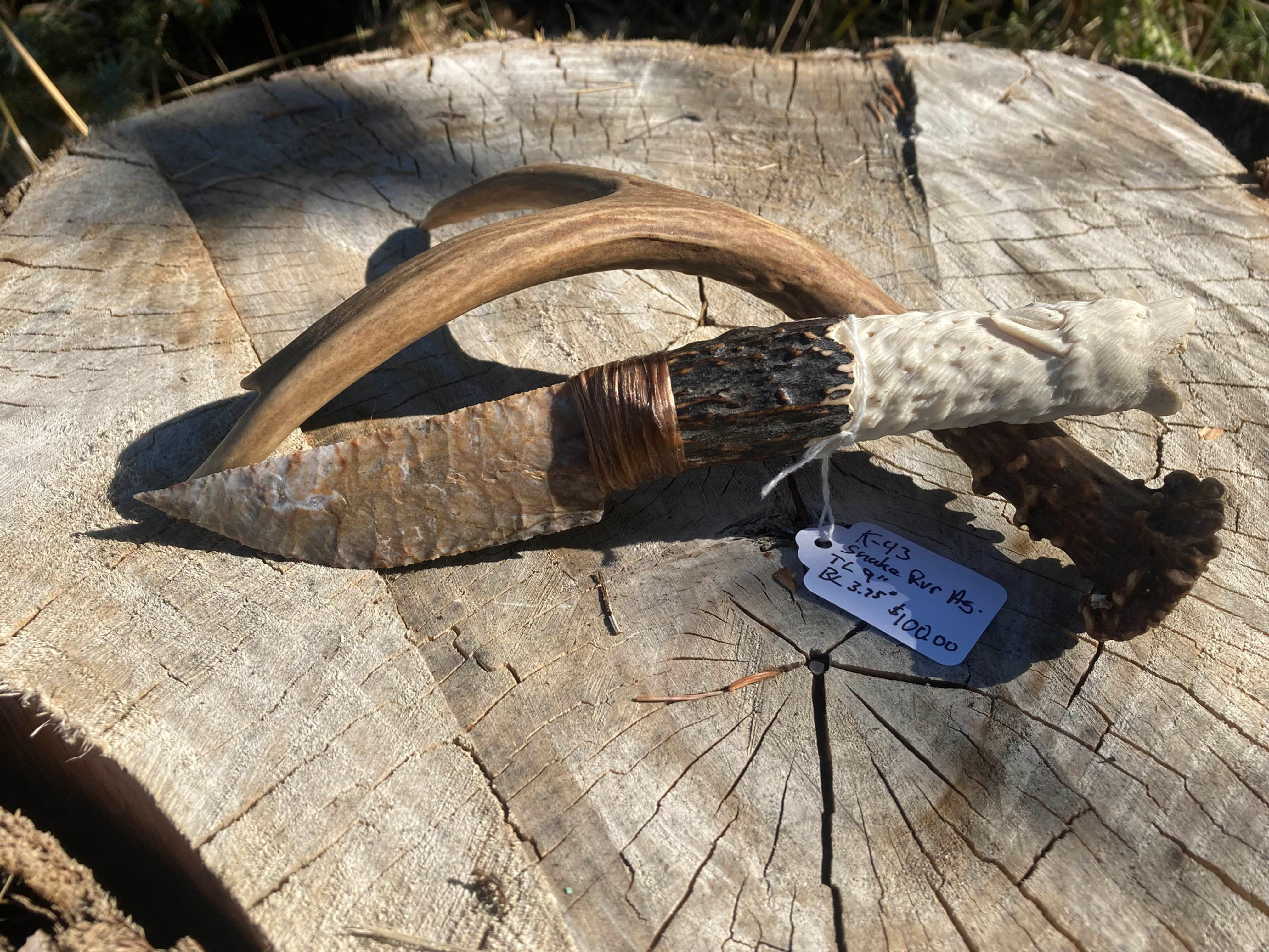 K-43... Snake River Agate blade.  Knife is 9 inches in length.