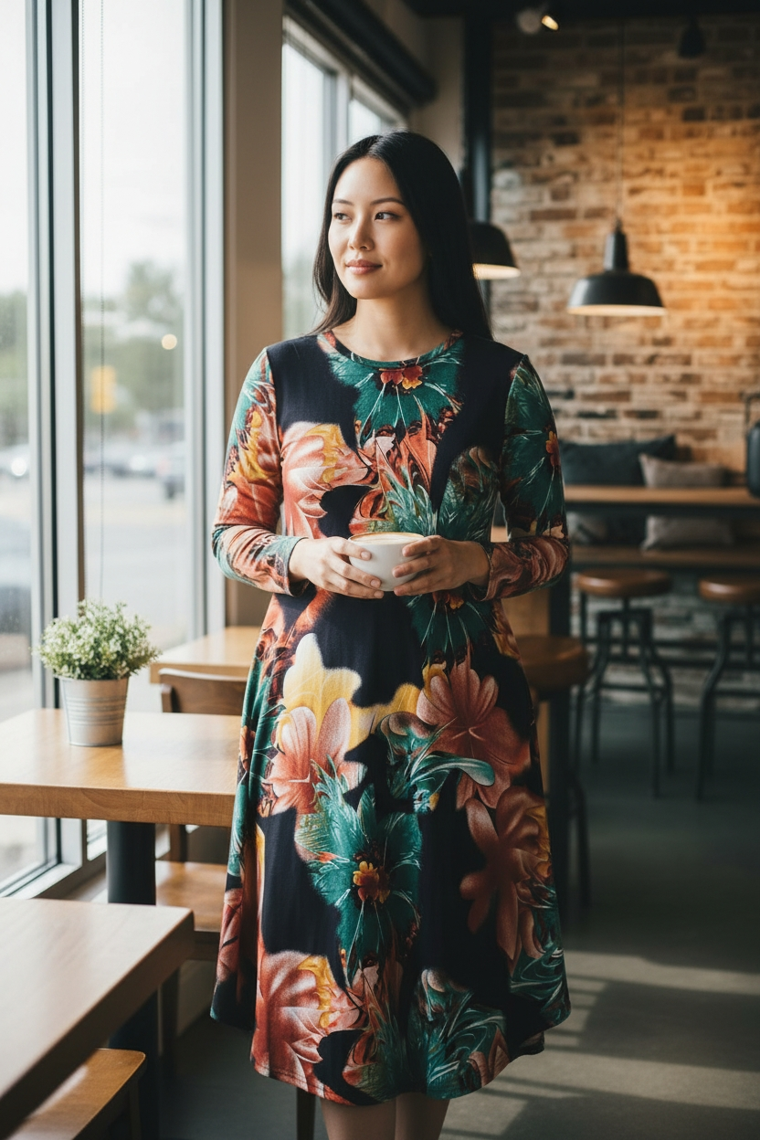 Miniatura: Swing Dress in Bold Beautiful Flowers 