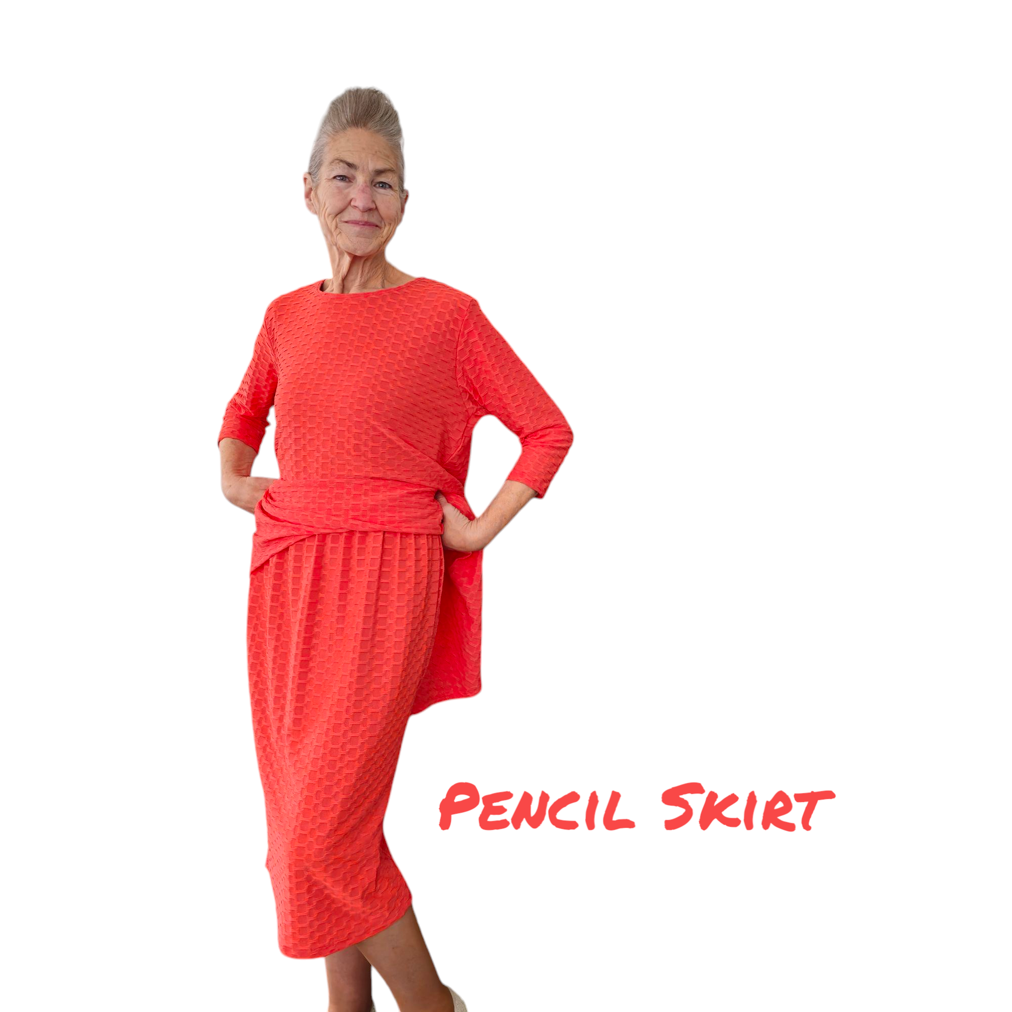 Pencil Skirt in Deep Burnt Orange Honeycomb