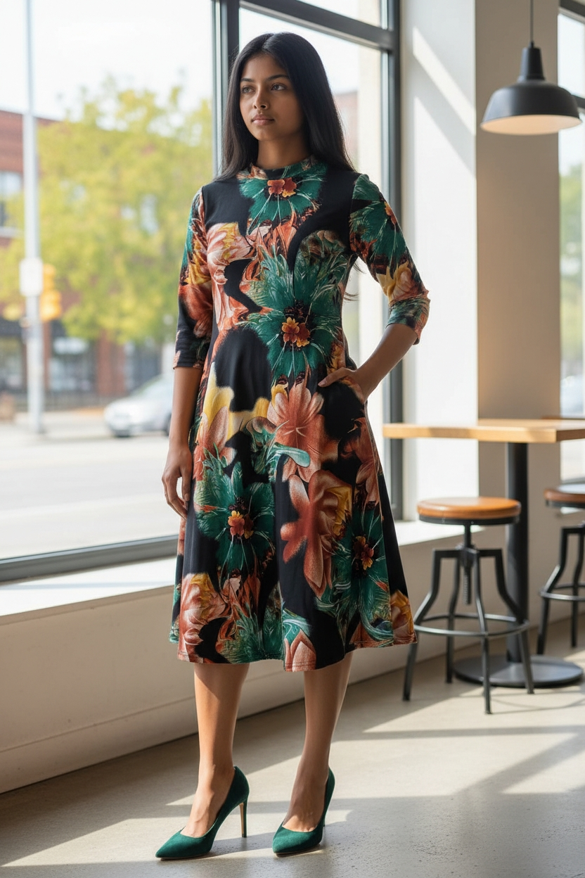 Miniatura: Swing Dress in Bold Beautiful Flowers 