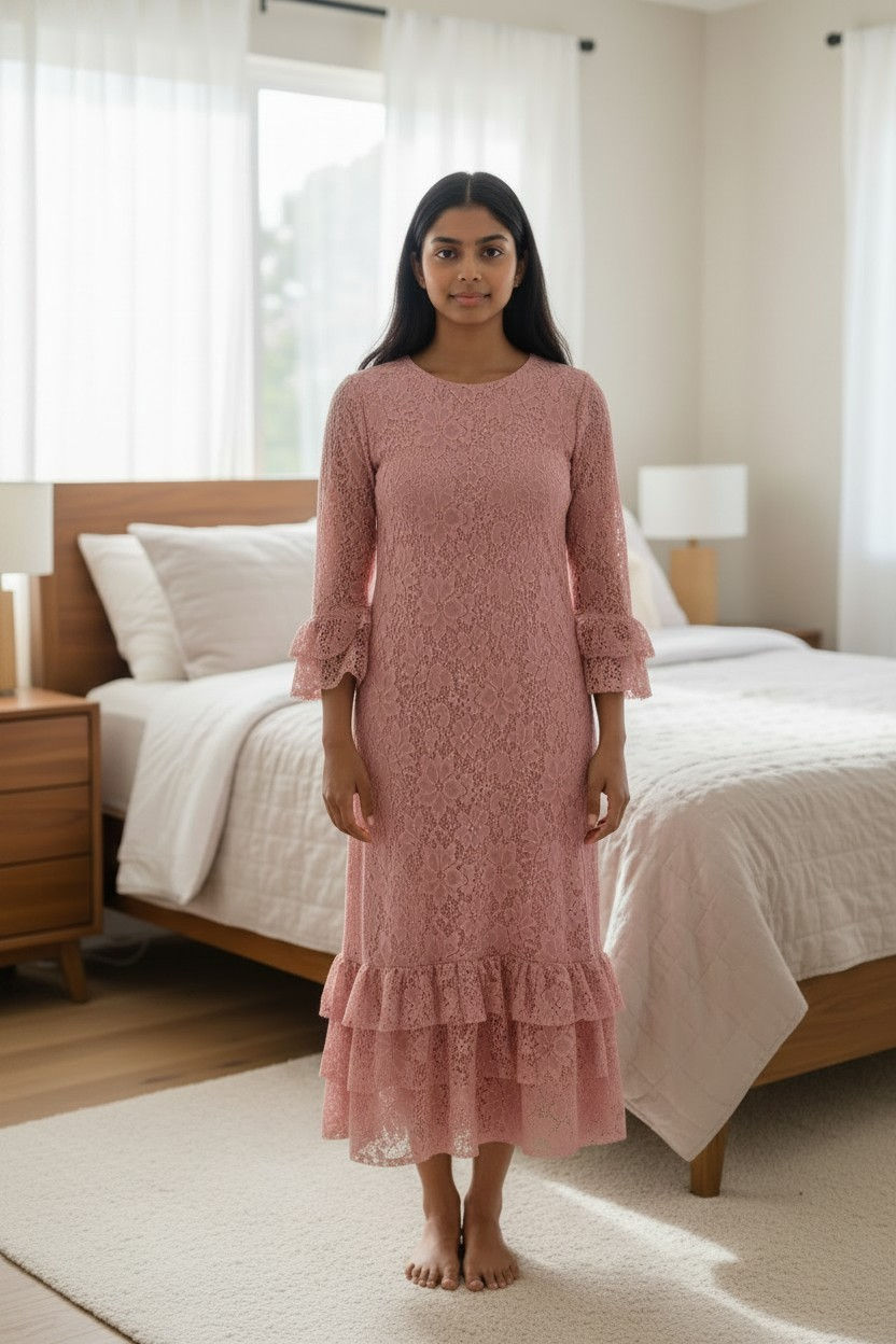 Lace Mini Patty Dusty Rose Over Dusty Rose Lining