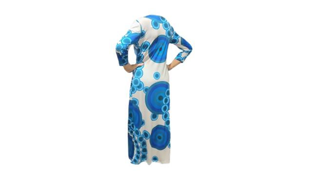 Thumbnail: Lucy Dress in White with Blue Dot Design
