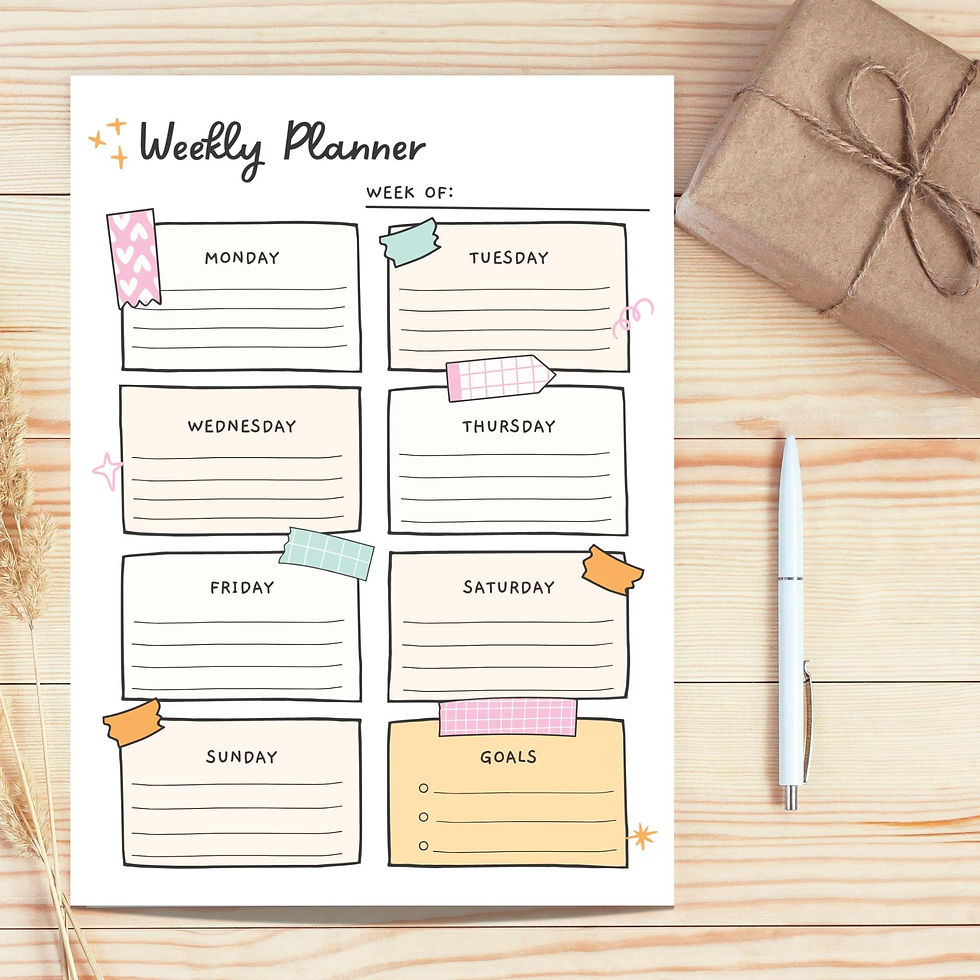 Thumbnail: Printable Weekly Planner: Undated Schedule Template, To Do List, (PDF Download)
