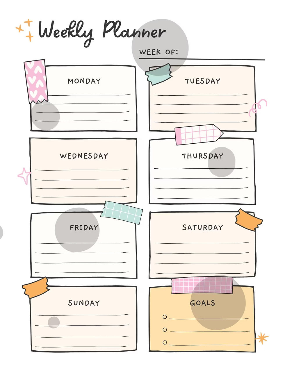 Thumbnail: Printable Weekly Planner: Undated Schedule Template, To Do List, (PDF Download)