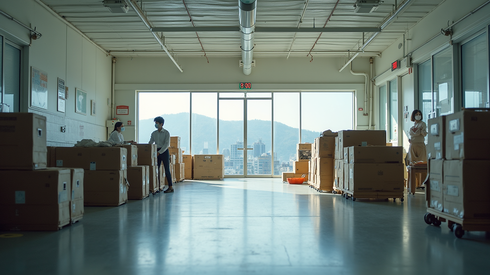 Eye-level view of a community support center in Fukushima