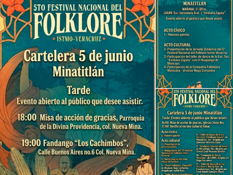 ¡Viernes 5 de junio, arranca la gran fiesta de nuestro folklore en #Minatitlán!