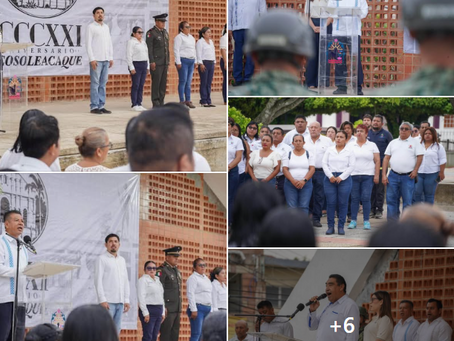 Inicia la conmemoración del 322 Aniversario de la Fundación de Cosoleacaque con honores a nuestro la bandera .