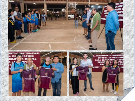 Guillermo Reyes Espronceda entrega uniformes a atletas que representarán a Minatitlán a nivel estatal