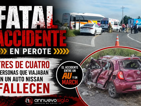 F@tal accidente en Perote entre un AU y un Nissan