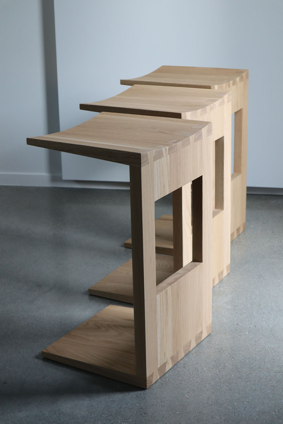 3x Oak Dovetail Bar stools