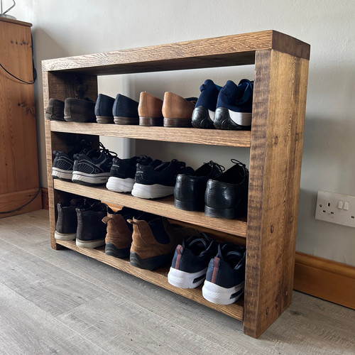 Wooden Stand Alone Shoe Rack Tier Rustic Wooden Shoe Rack
