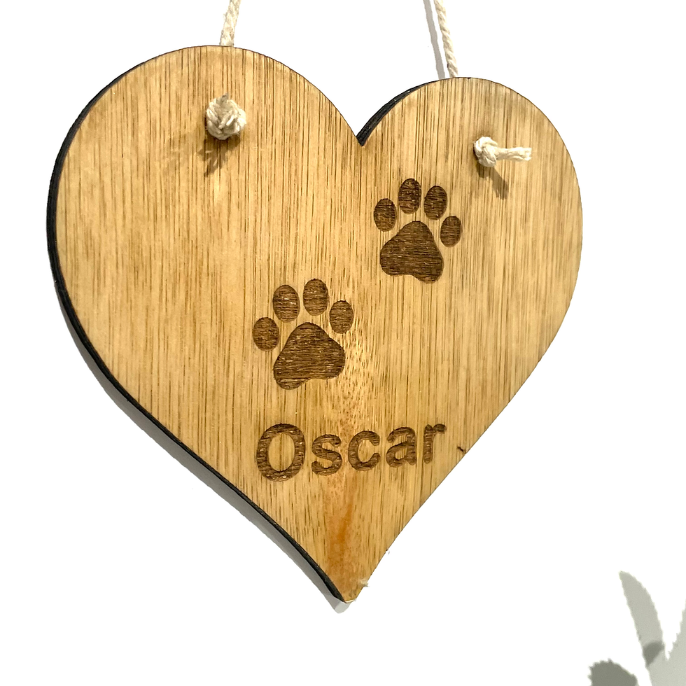 Thumbnail: Personalised Wooden Paw Heart Wall Plaque