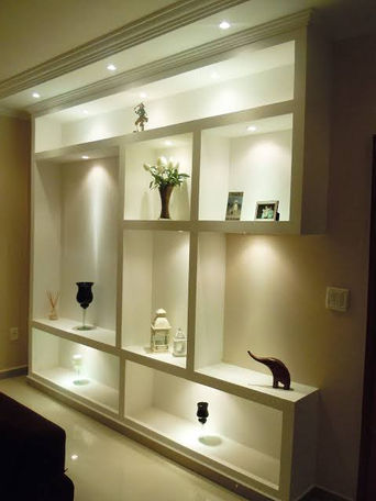 estante de drywall de sala).