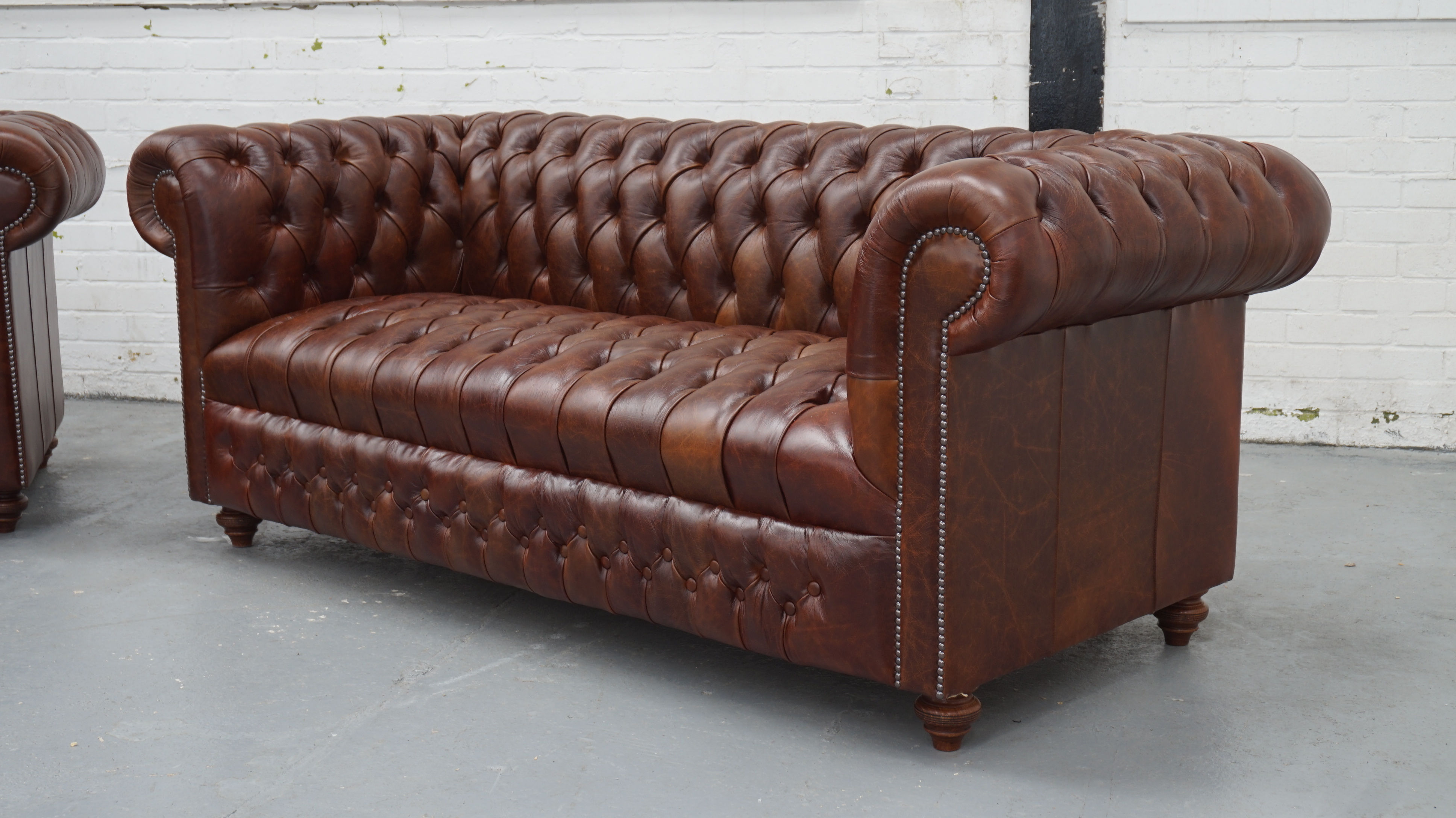 Chesterfield 3 Seater in New England Dark Brown