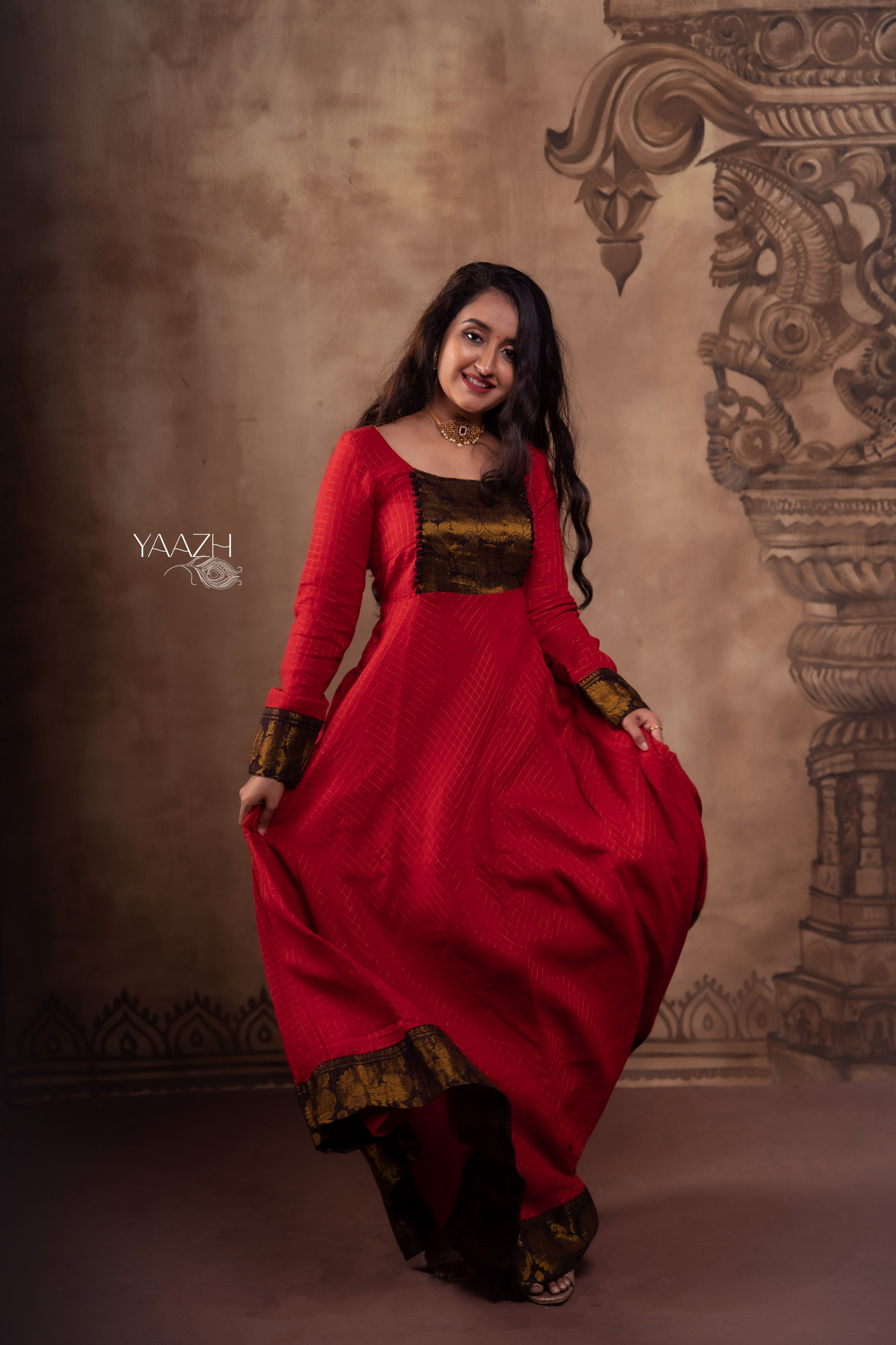 Red with Black Sungudi dress
