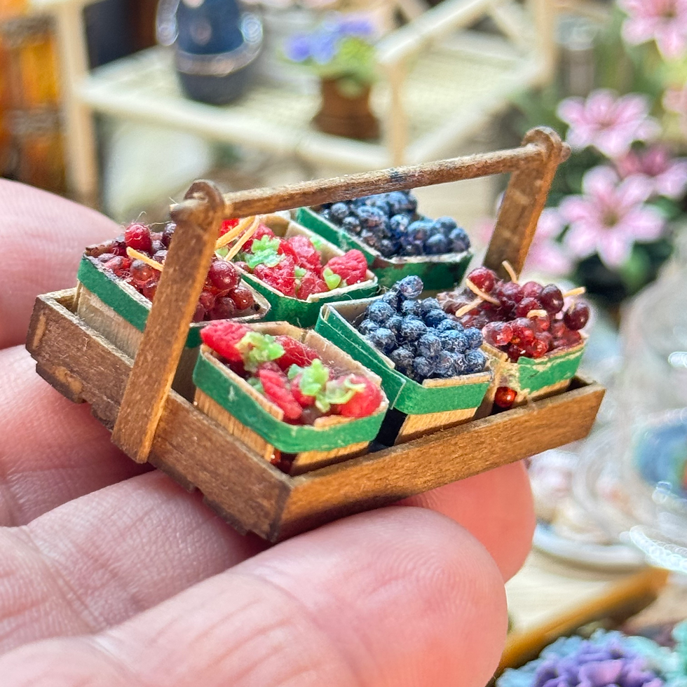 Farmer's Market Wood Basket of Fruits by Janet Uyetake