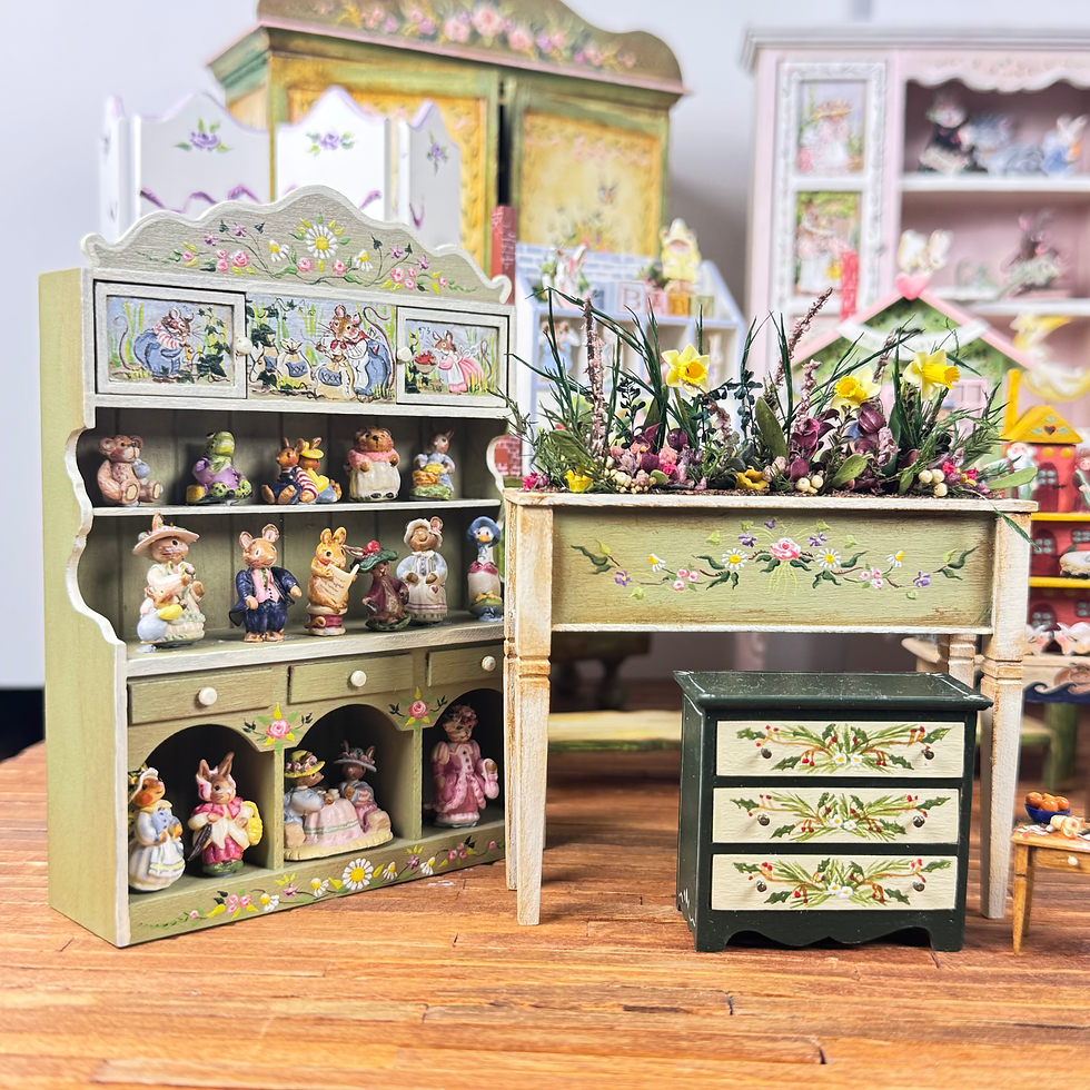 Assortment of Spring Easter Karen Markland hand Painted Dollhouse Miniatures