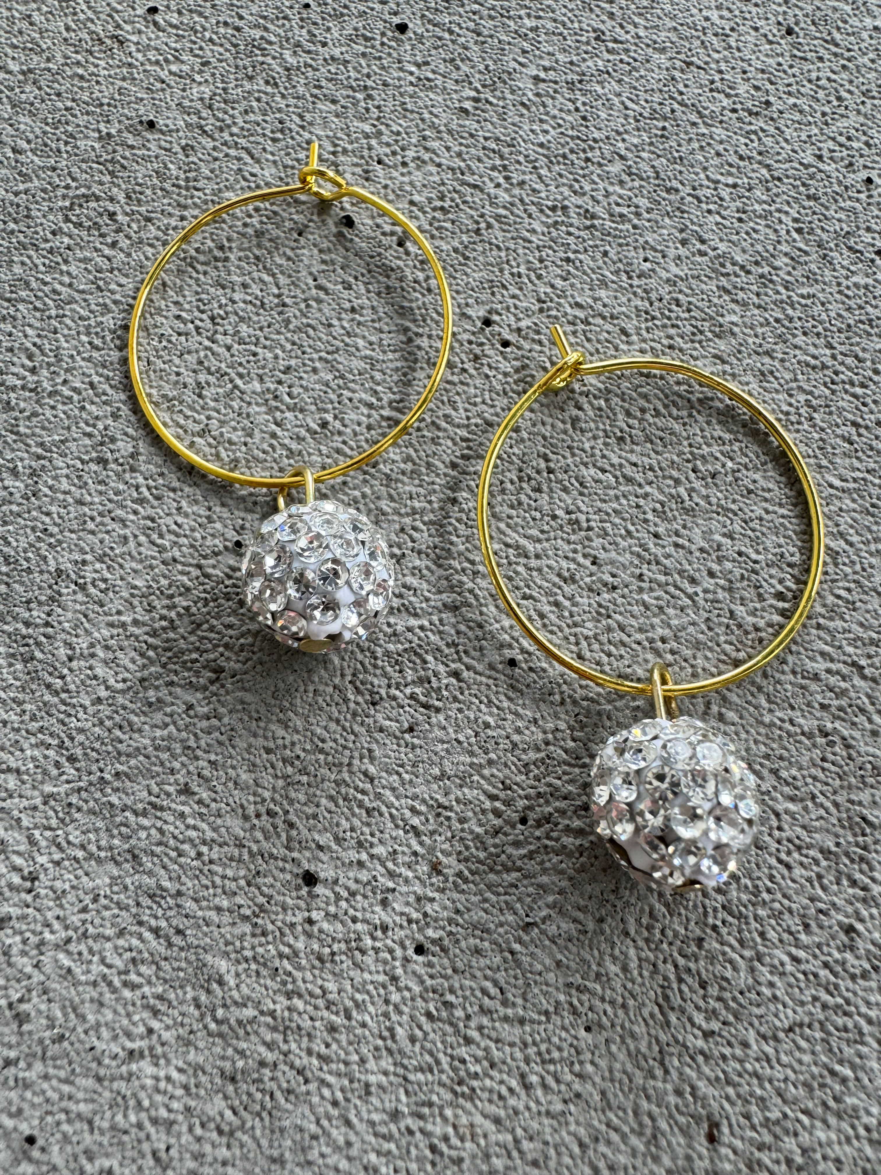Rhinestone Hoops, Silver and Gold Sweet Danglers