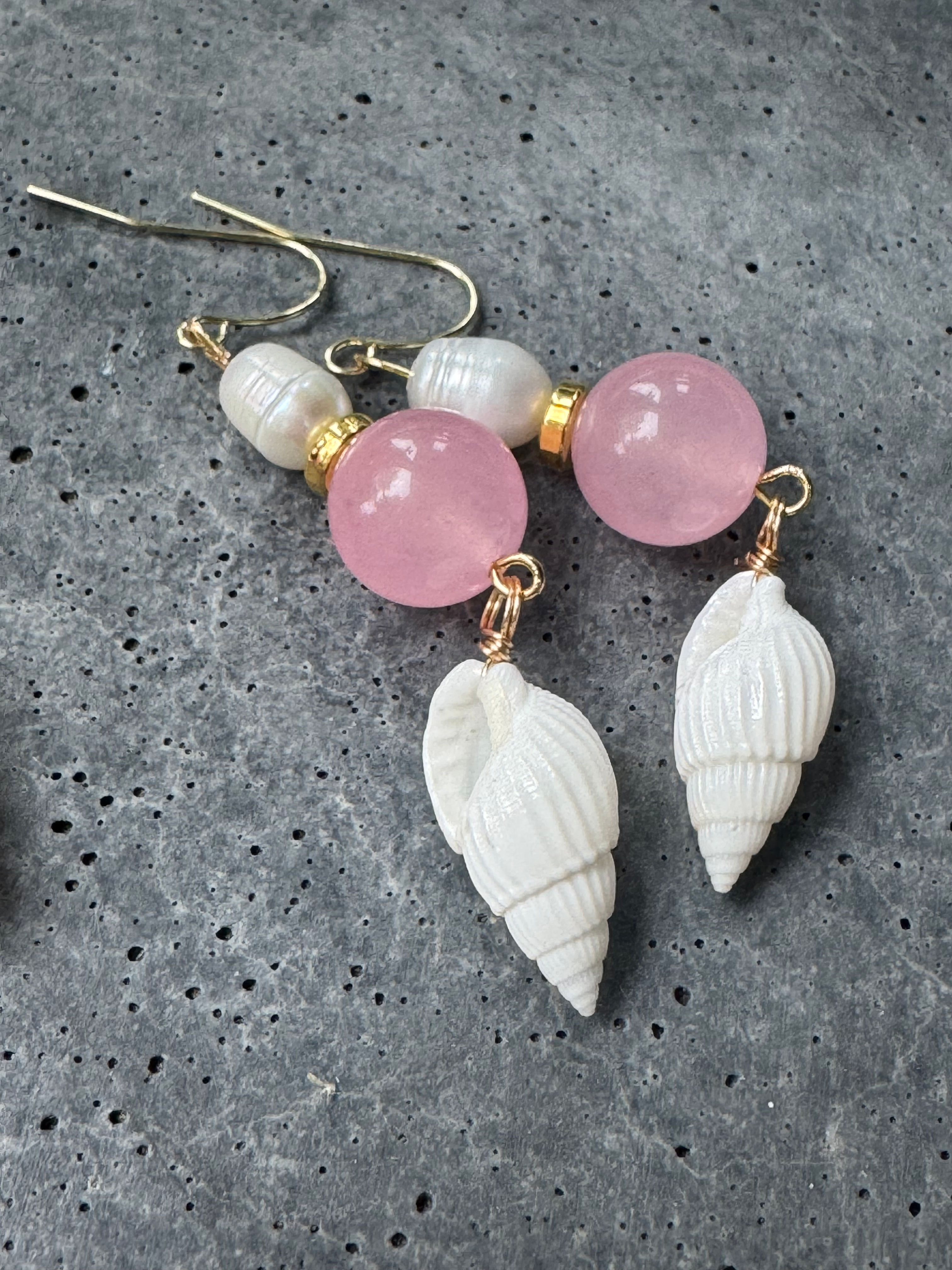 Rose Quartz Pearl Earrings