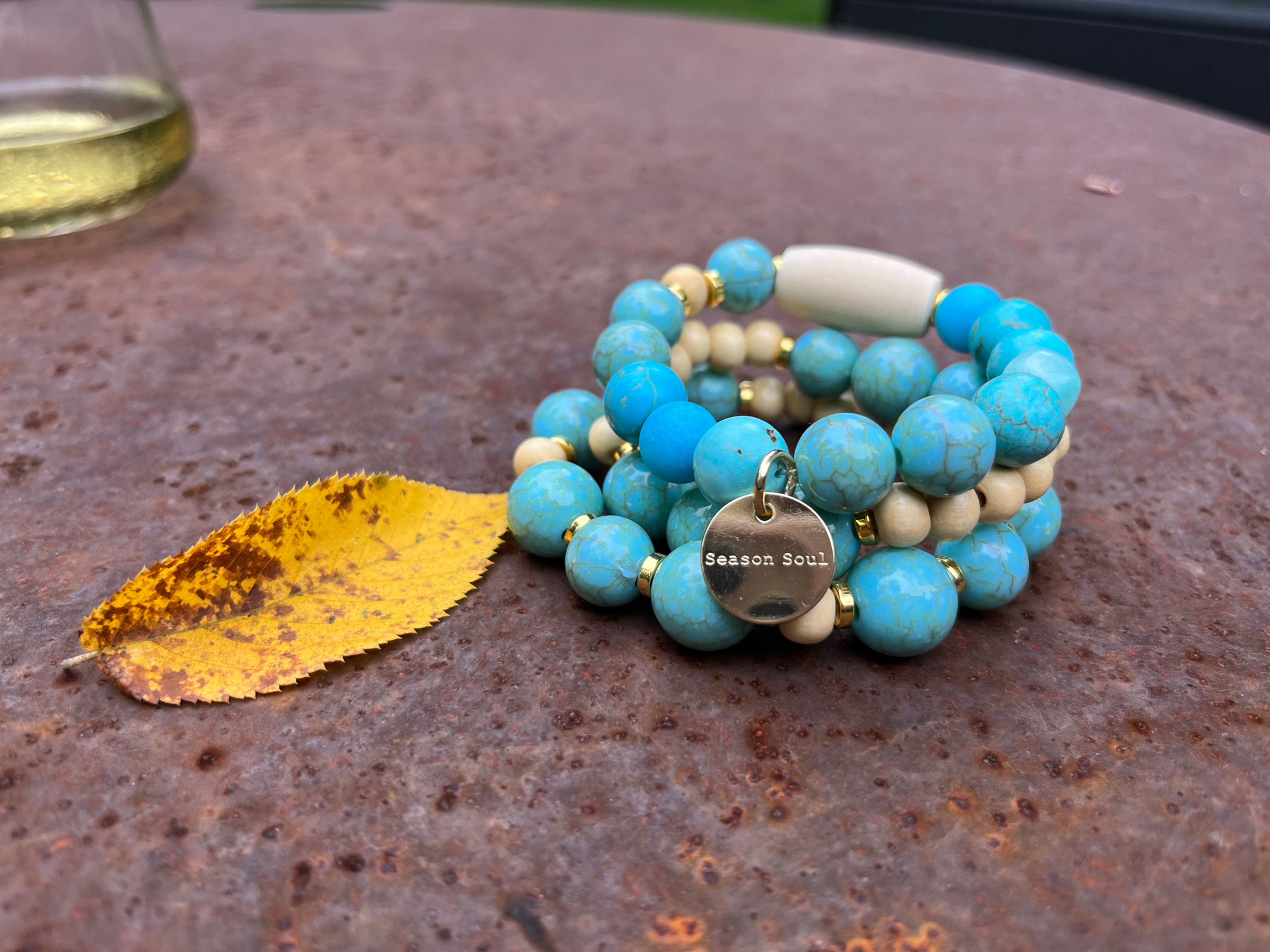 Turquoise and Wood - Harvest Skies Bracelet Stack