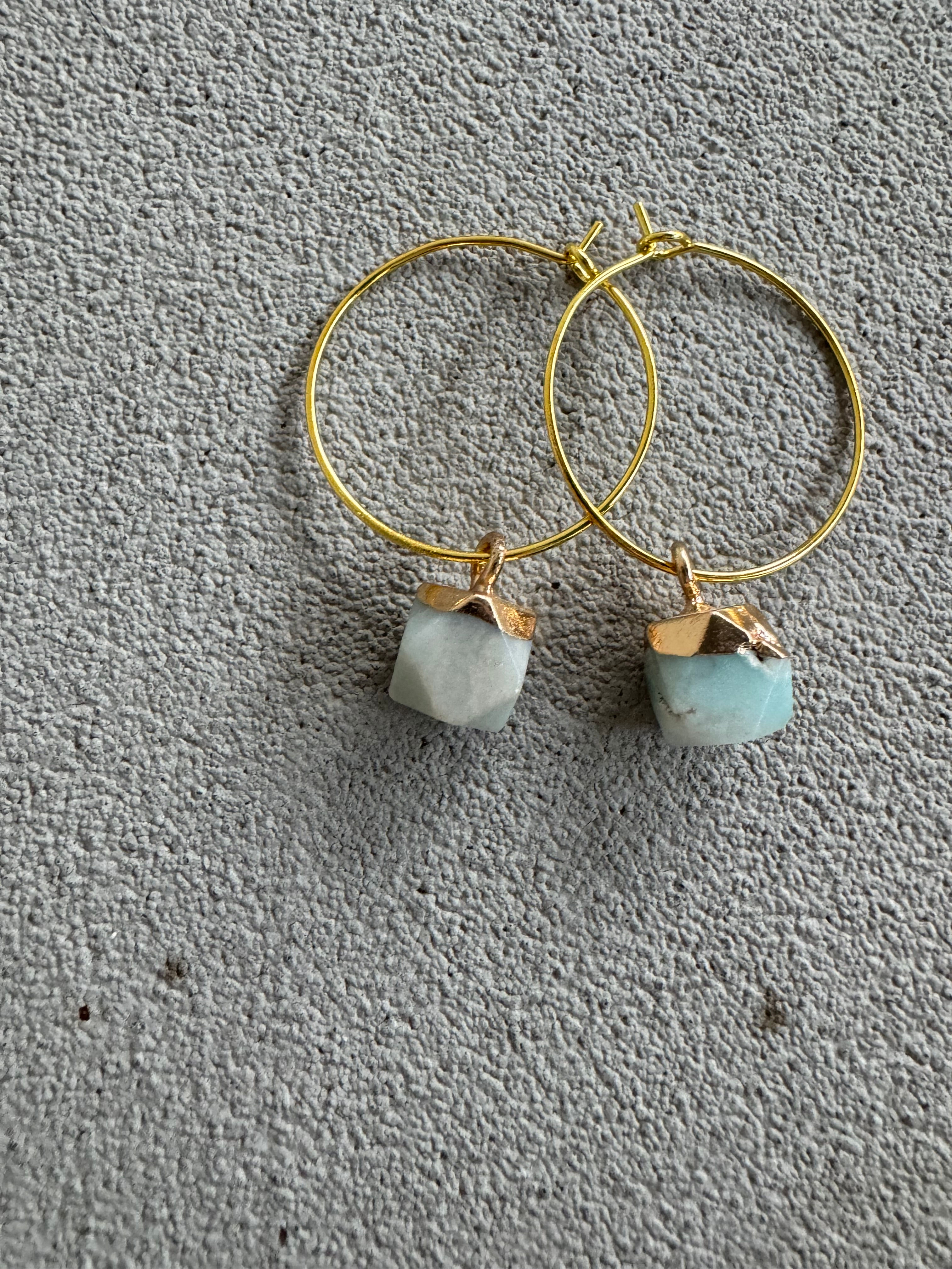Blue Rock Hoop Earrings