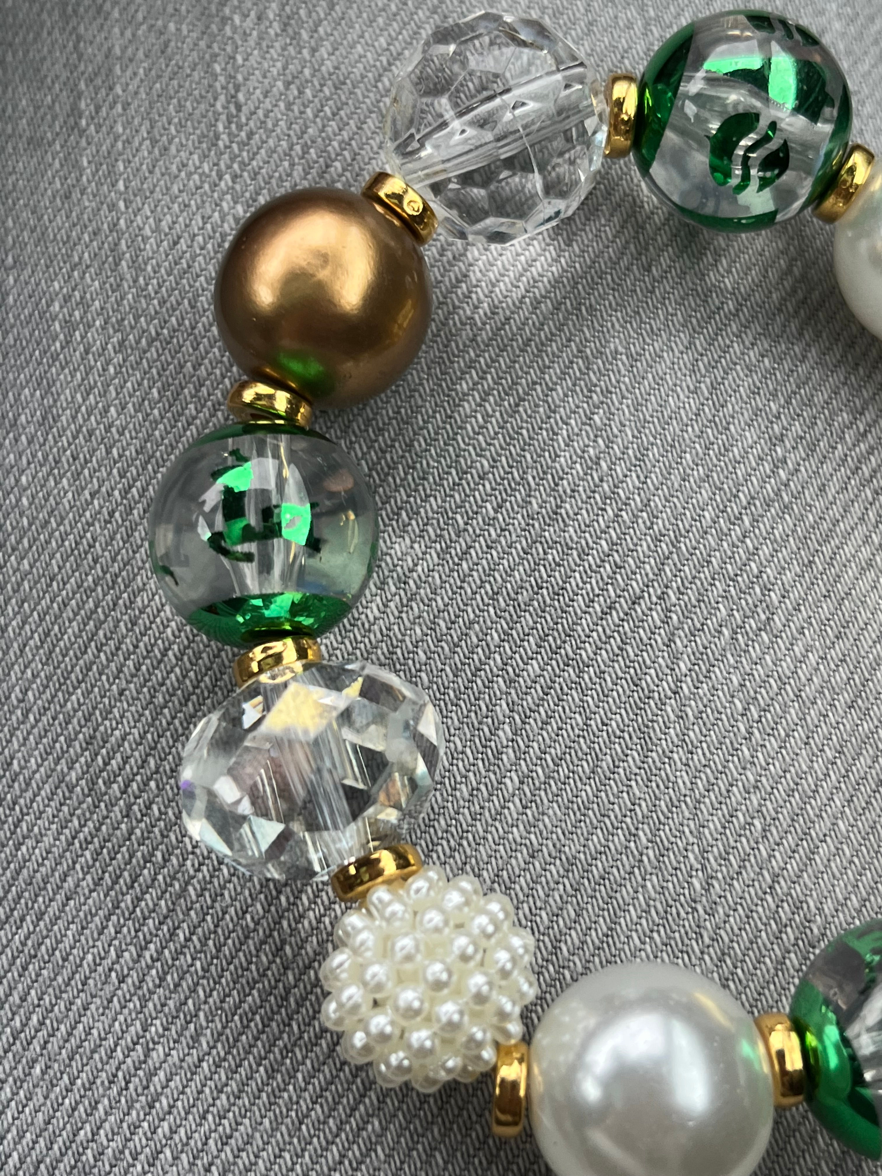 Gold, Pearl, and Stone - All Spruced Up for Christmas! Bracelet