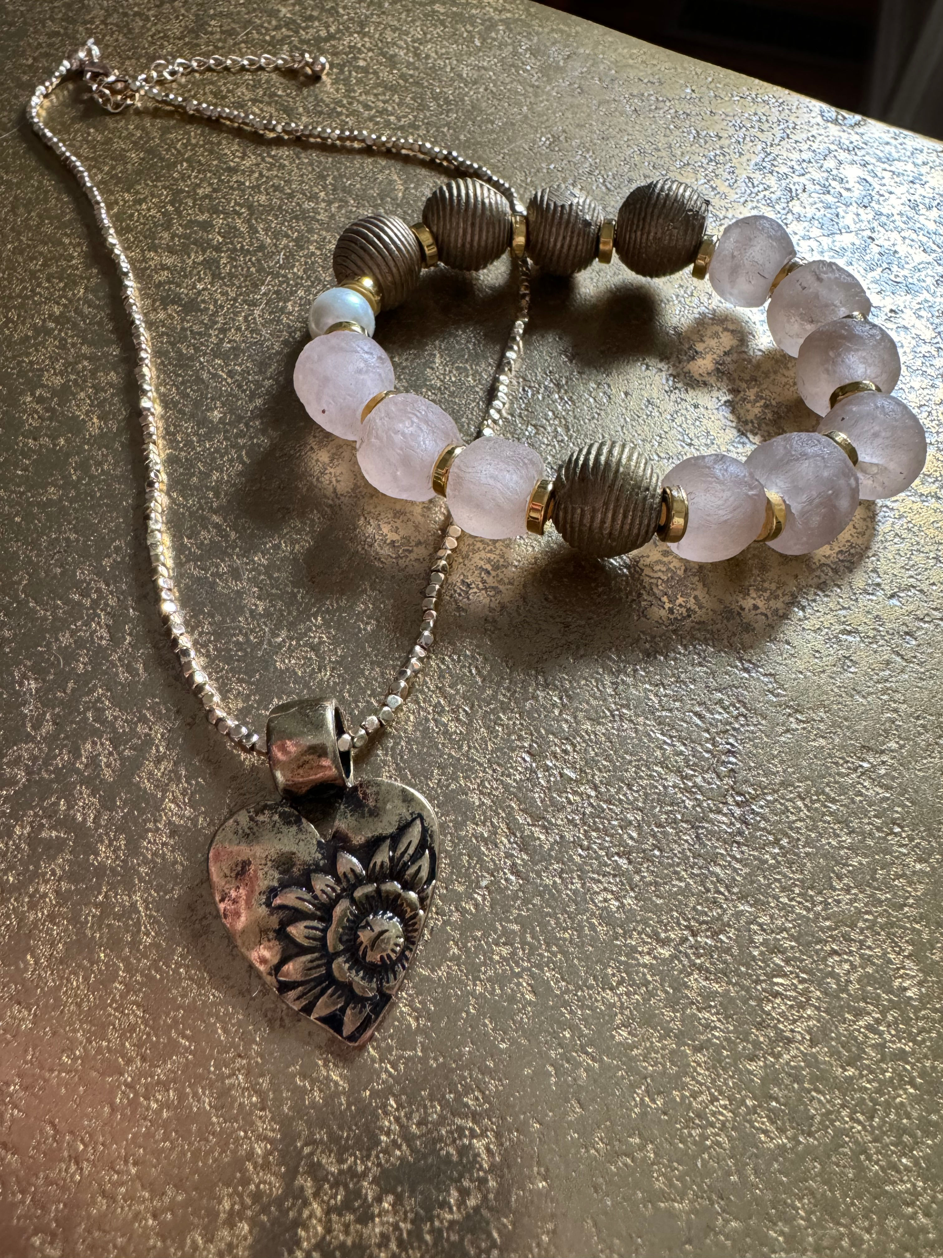 Gold Heart Necklace - Blooming Heart