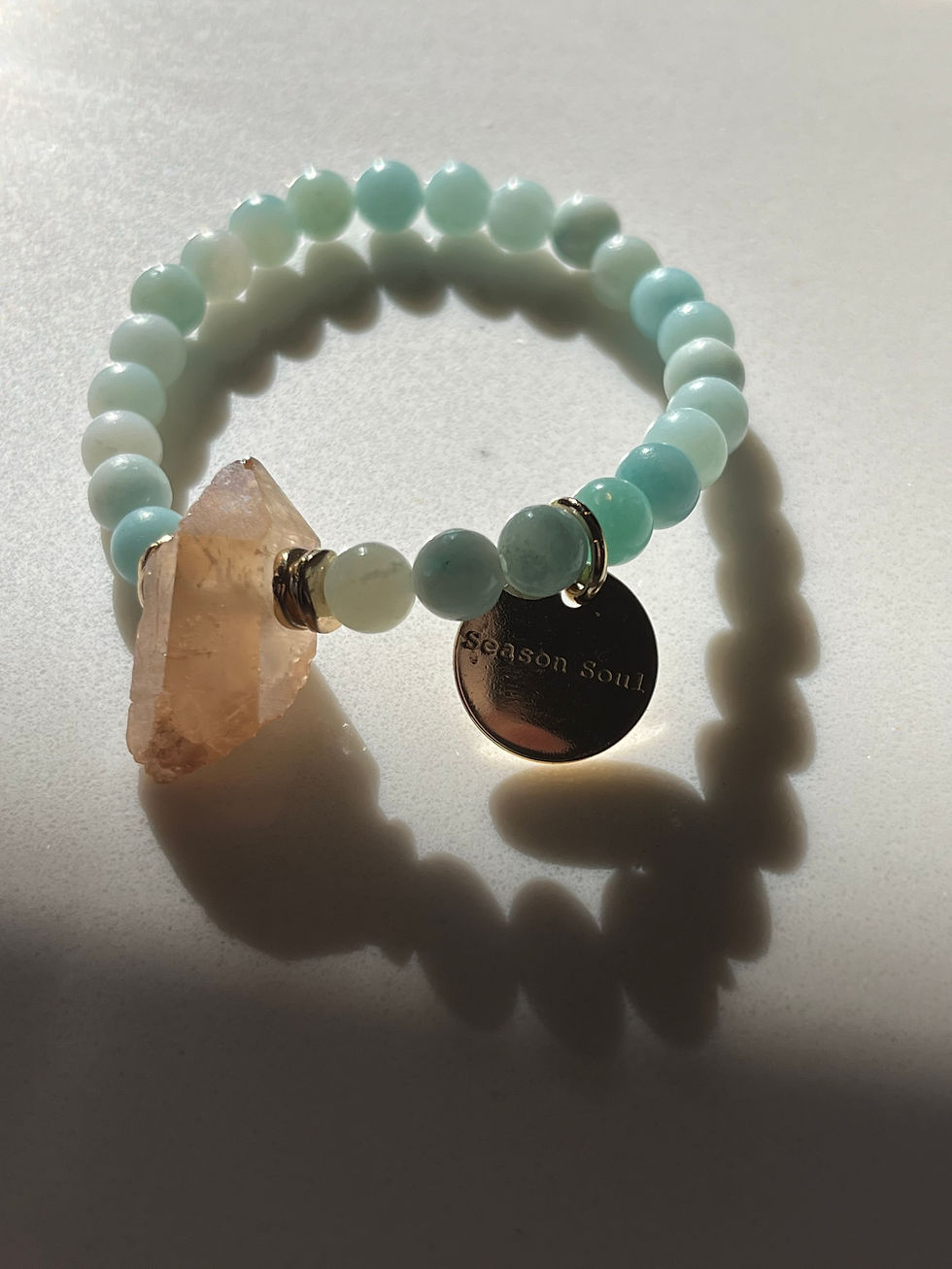 Light Blue Stones, Crystal and Gold - Crystal Blue Bracelet