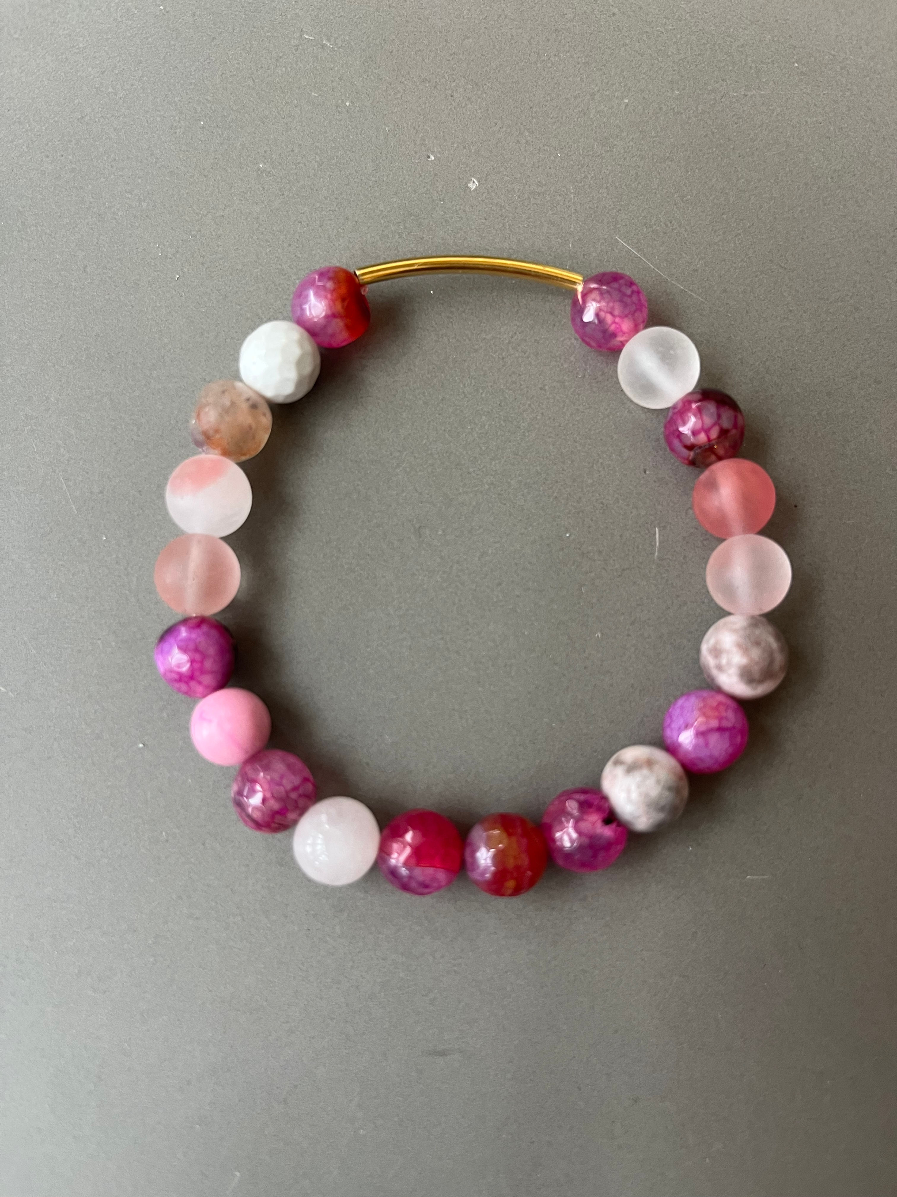 Rose, Watermelon and Strawberry Quartz Stones - Shades of Pink Bracelet