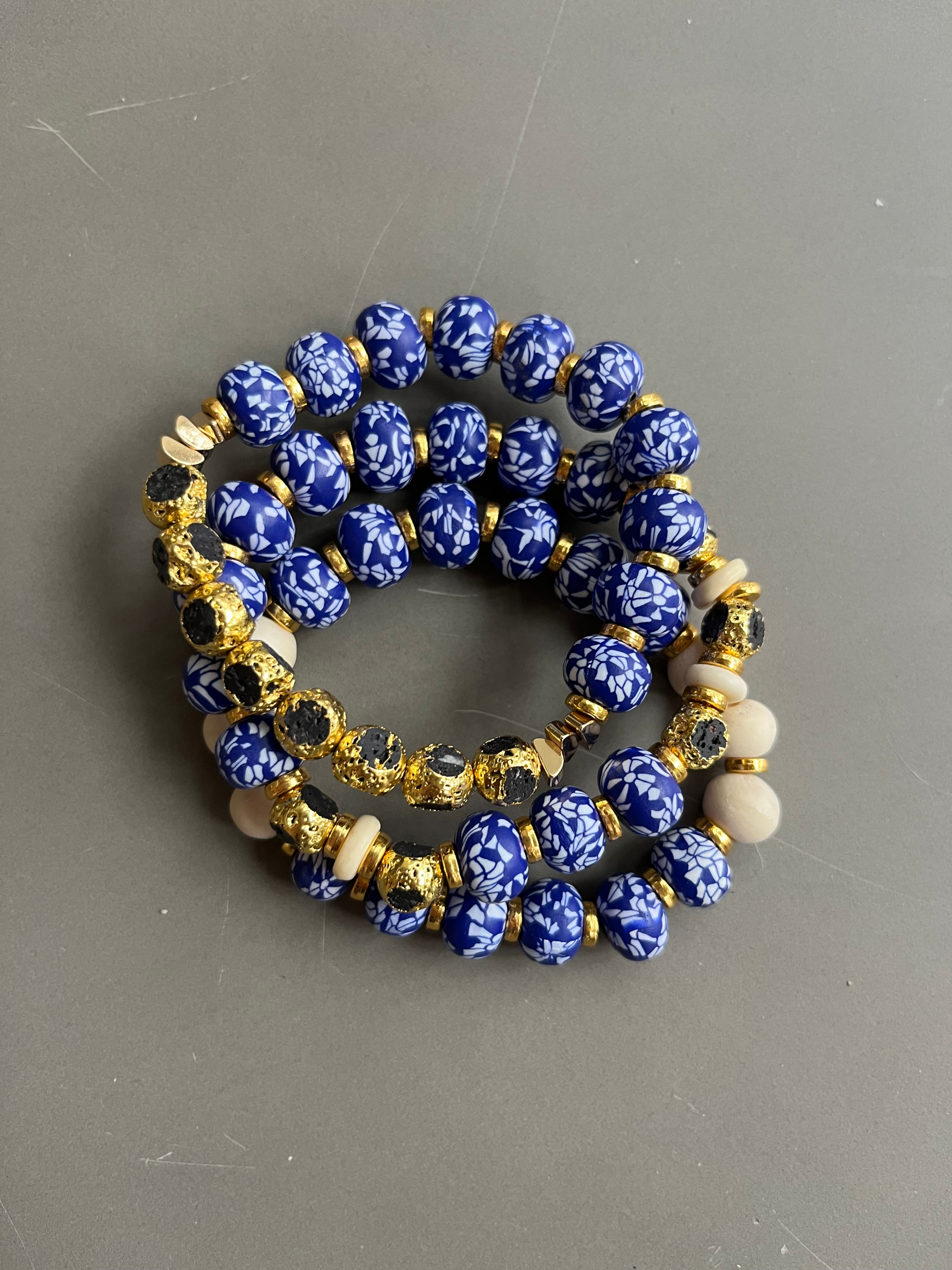 Gold Encrusted Lava Stones - Elevated Bracelet