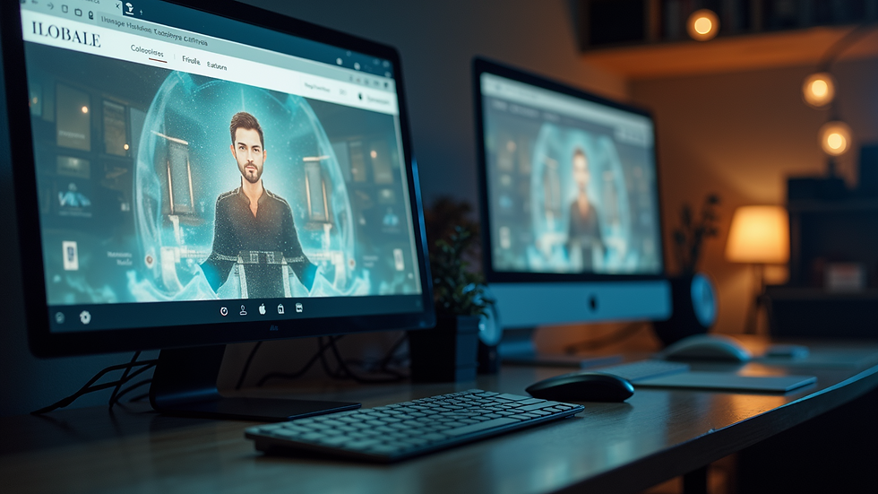 Vue en plongée d’un écran d’ordinateur affichant un site web moderne