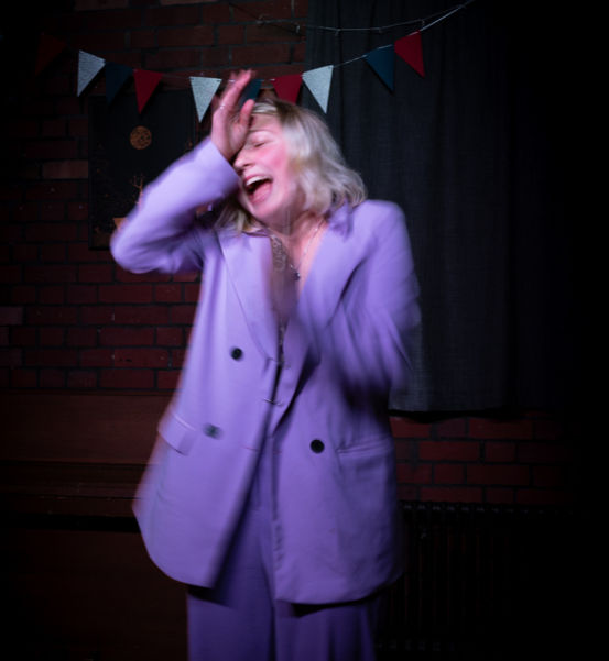 Candid behind-the-scenes moment of Bristol actor preparing to perform