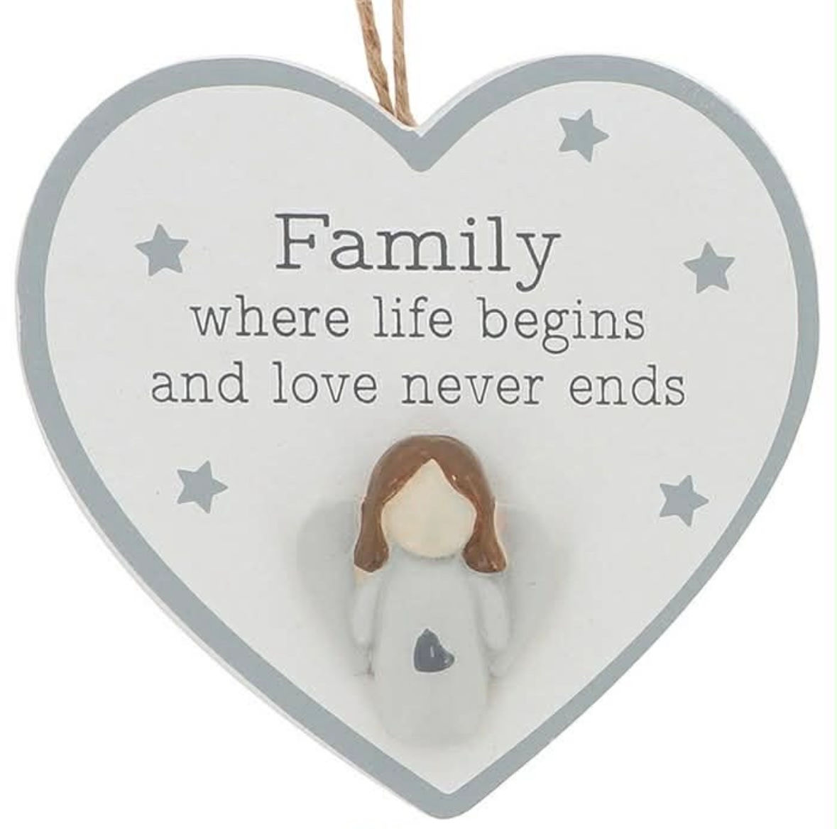 Angel Hanging Heart - Family