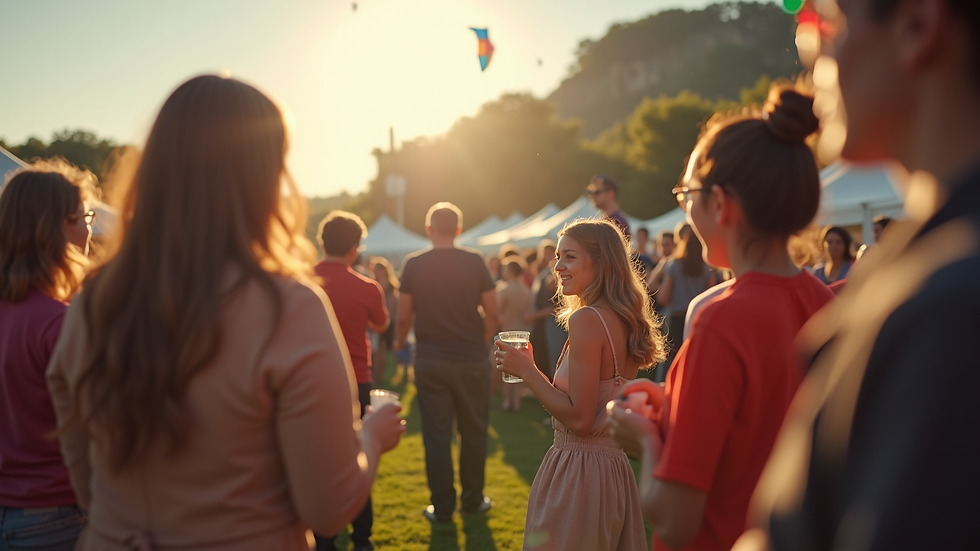 Eye-level view of a vibrant community gathering at a fundraising event