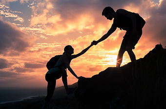 Giving a helping hand. Man helping femal