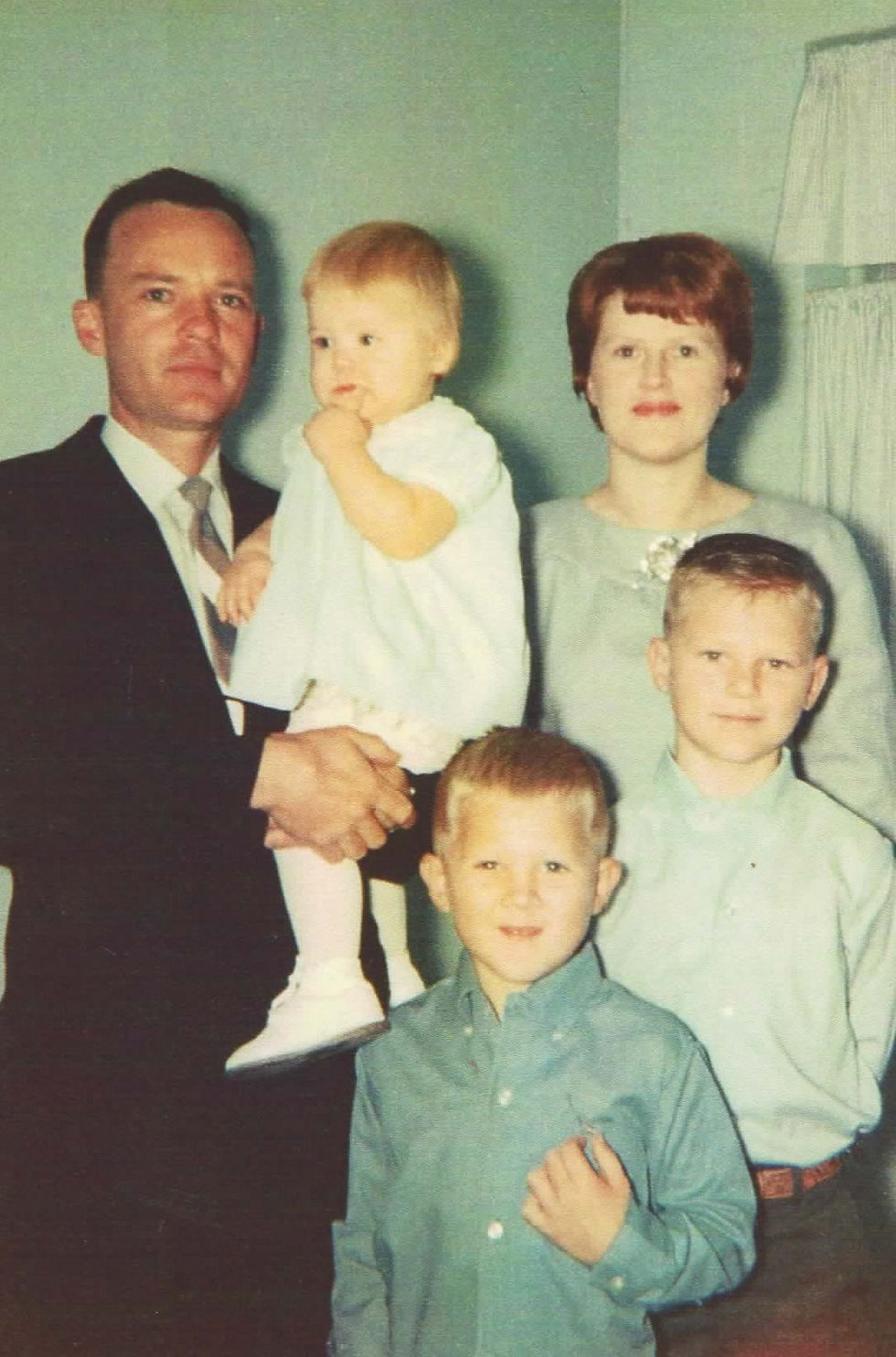 Ray holding Robin, with Joy, Mark & Jody at Friendship Baptist Church, OKC