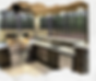 Outdoor L-shaped kitchen with a pergola, featuring a modern grill, spacious counter space, and a stunning forest view.